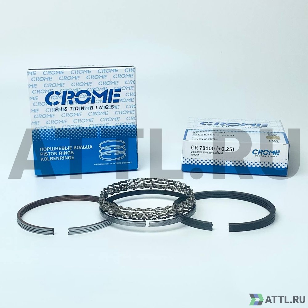 CROME CR 78100 025 Комплект поршневых колец на 4 цил. +025 4A-FE