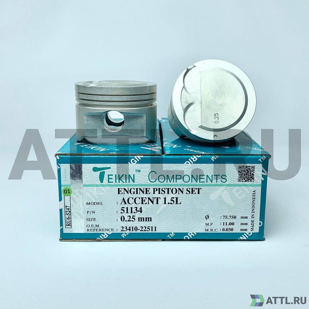 TEIKIN 51134 025 Комплект поршней ACCENT 1.5L d75,5+0.25 1,2-1,5-3