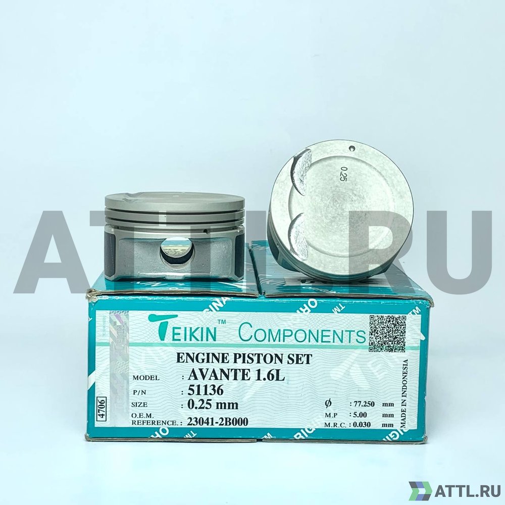 TEIKIN 51136 025 Комплект поршней G4FC d77+0.25 1,2-1,2-2