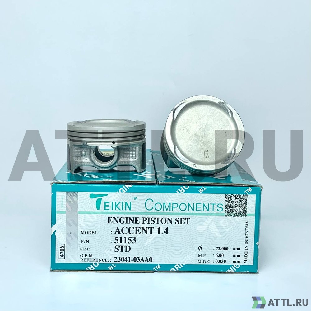 TEIKIN 51153 std Комплект поршней ACCENT 1.4 d72 STD 1-1,2-2