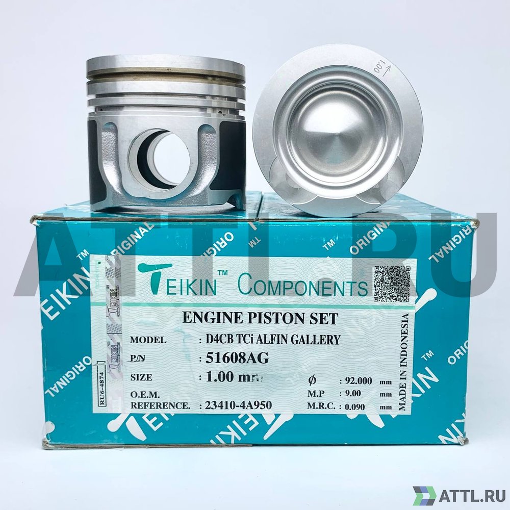 TEIKIN 51608AG 100 Комплект поршней D4CB TCi усиленный+охлаждение d91+1.00 2,5HK-2-3