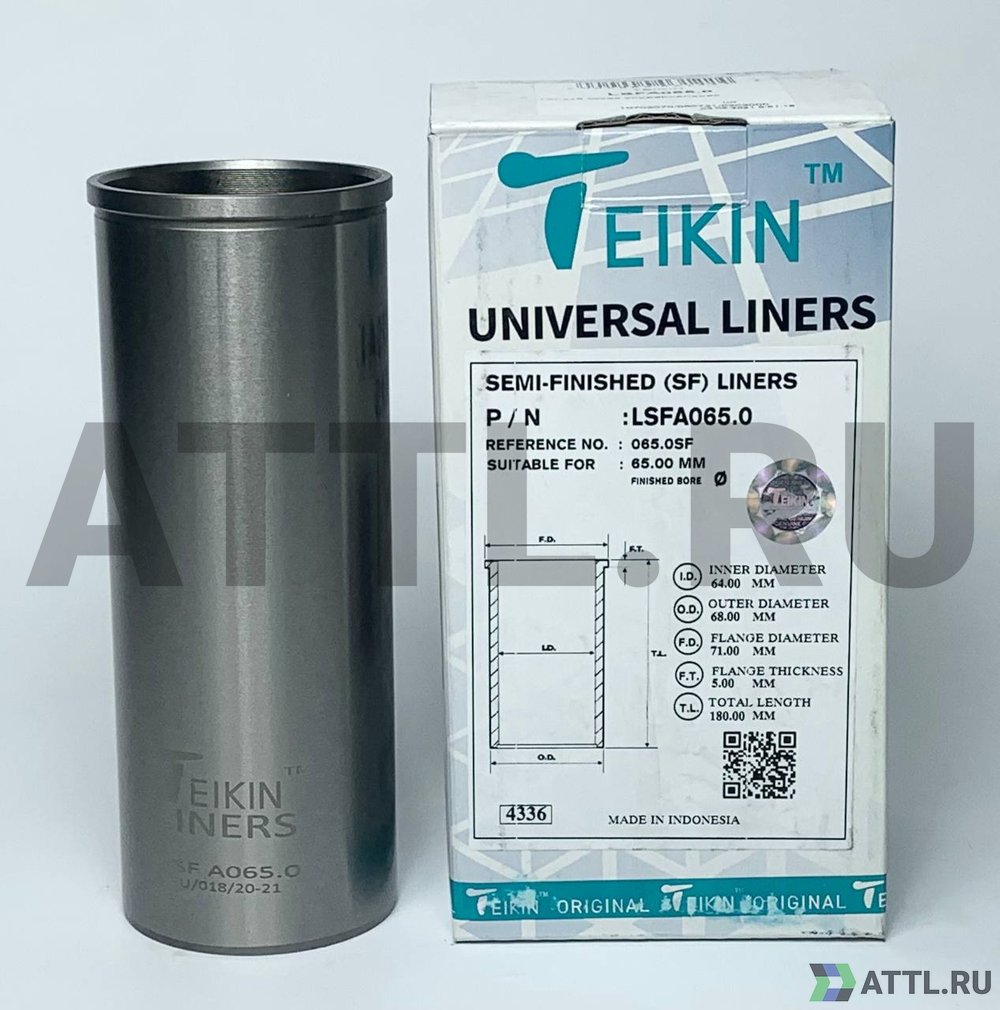 TEIKIN LSFA065.0 Гильза сухая универсальная D=65.00, ID=64.00, OD=68.00, FD=71.00, TL=180.00, FT=5.00