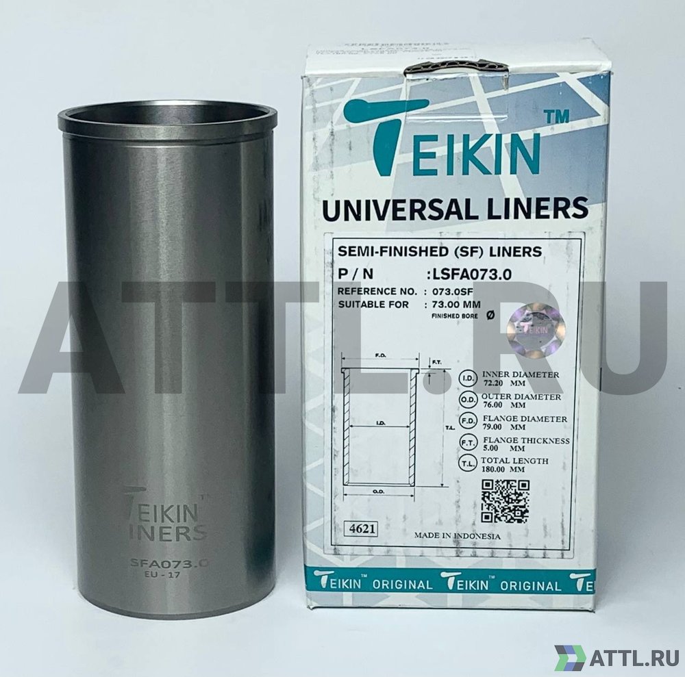TEIKIN LSFA073.0 Гильза сухая универсальная D=73.00, ID=72.20, OD=76.00, FD=79.00, TL=180.00, FT=5.00