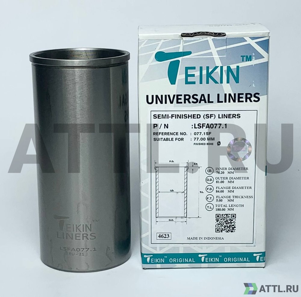 TEIKIN LSFA077.1 Гильза сухая универсальная D=77.00, ID=76.20, OD=81.00, FD=84.00, TL=180.00, FT=5.00