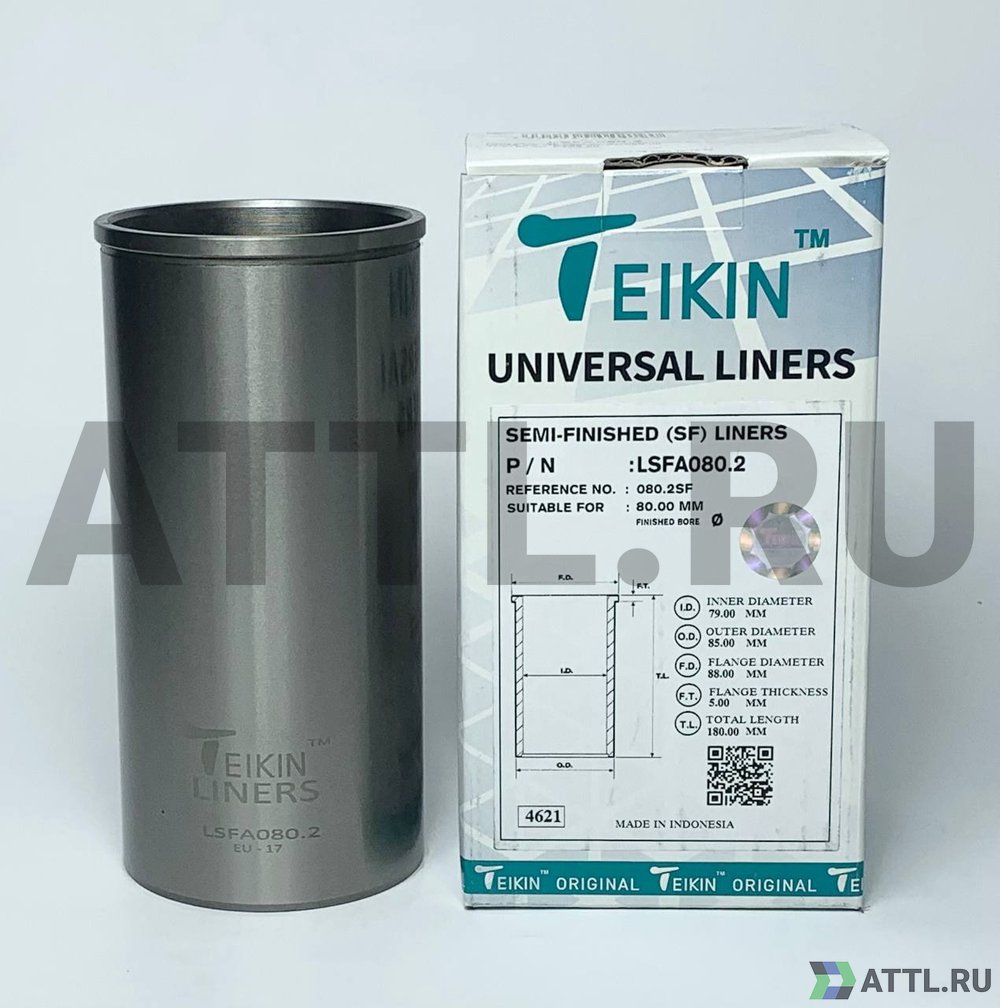 TEIKIN LSFA080.2 Гильза сухая универсальная D=80.00, ID=79.00, OD=85.00, FD=88.00, TL=180.00, FT=5.00