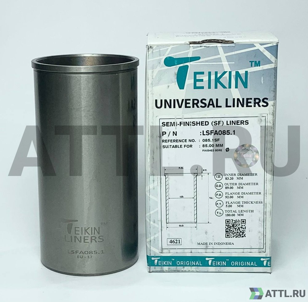 TEIKIN LSFA085.1 Гильза сухая универсальная D=85.00, ID=83.20, OD=89.00, FD=92.00, TL=180.00, FT=5.00