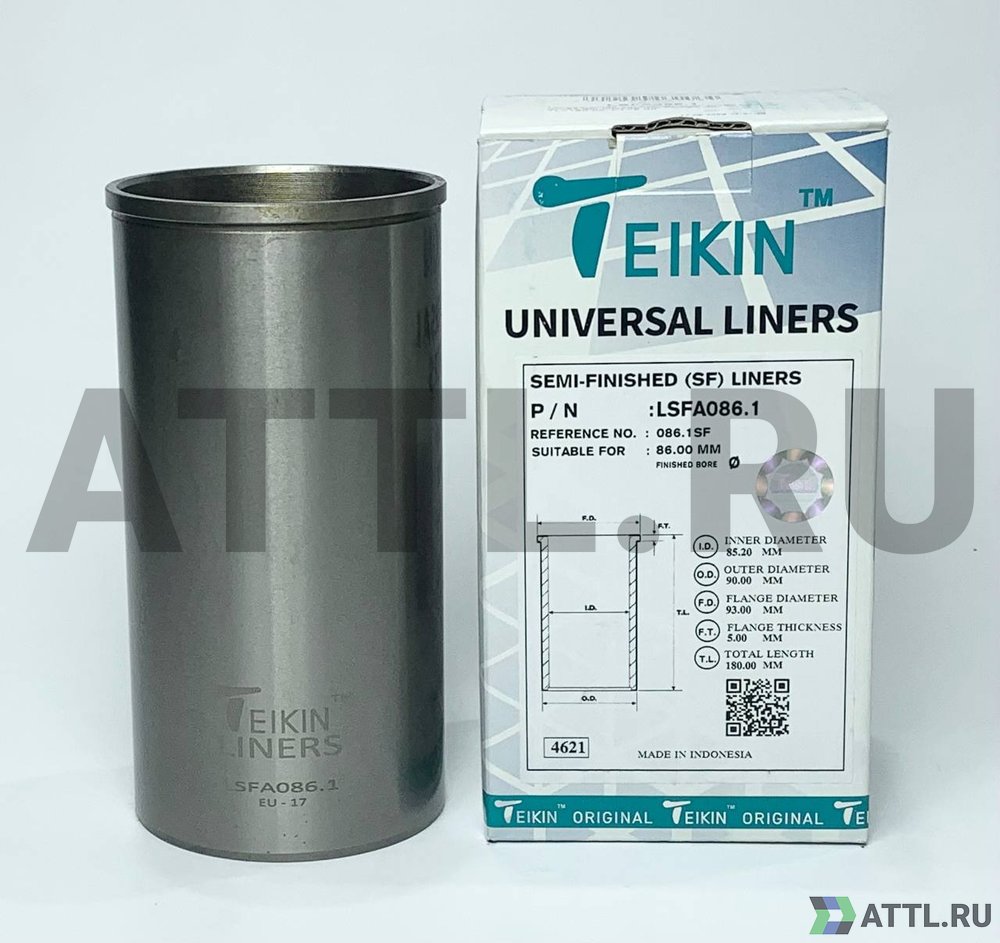 TEIKIN LSFA086.1 Гильза сухая универсальная D=86.00, ID=85.20, OD=90.00, FD=93.00, TL=180.00, FT=5.00