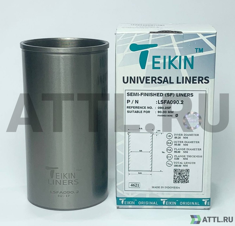 TEIKIN LSFA090.2 Гильза сухая универсальная D=90.00, ID=89.20, OD=95.00, FD=98.00, TL=180.00, FT=5.00