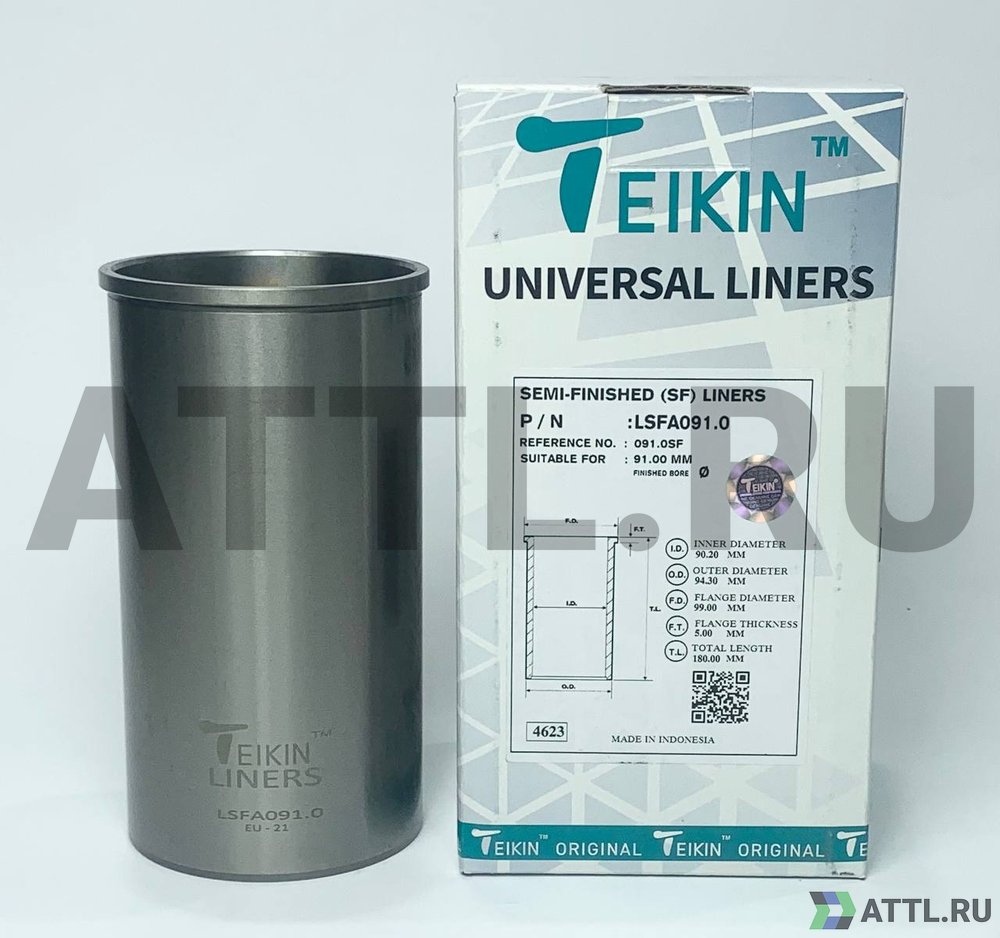 TEIKIN LSFA091.0 Гильза сухая универсальная D=91.00, ID=90.20, OD=94.30, FD=99.00, TL=180.00, FT=5.00