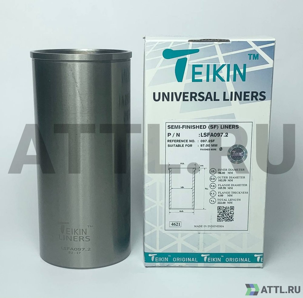 TEIKIN LSFA097.2 Гильза сухая универсальная D=97.00, ID=96.00, OD=102.50, FD=105.50, TL=222.00, FT=6.00