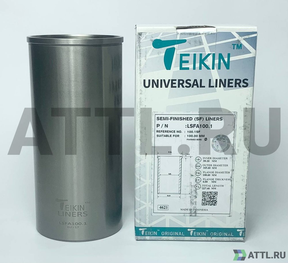 TEIKIN LSFA100.1 Гильза сухая универсальная D=100.00, ID=99.20, OD=105.60, FD=108.60, TL=227.40, FT=6.00