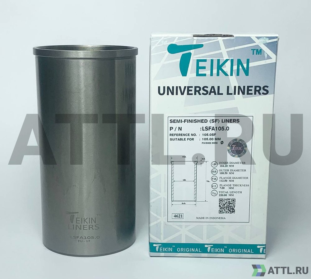 TEIKIN LSFA105.0 Гильза сухая универсальная D=105.00, ID=104.20, OD=108.50, FD=112.50, TL=220.00, FT=7.00