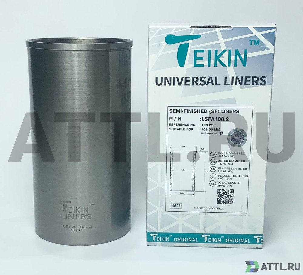 TEIKIN LSFA108.2 Гильза сухая универсальная D=108.00, ID=107.00, OD=113.00, FD=116.00, TL=217.00, FT=6.00