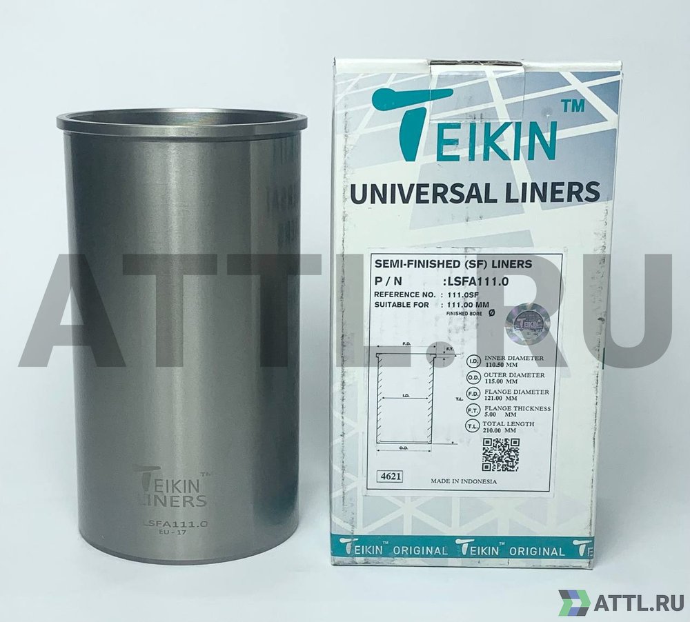 TEIKIN LSFA111.0 Гильза сухая универсальная D=111.00, ID=110.50, OD=115.00, FD=121.00, TL=210.00, FT=5.00